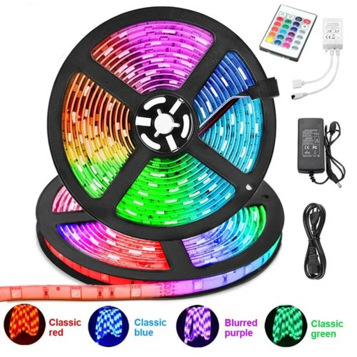 5m-10m-15m-20m-rgb-ledストリップライト-3528-dc-12v-防水-リモートアダプター付き