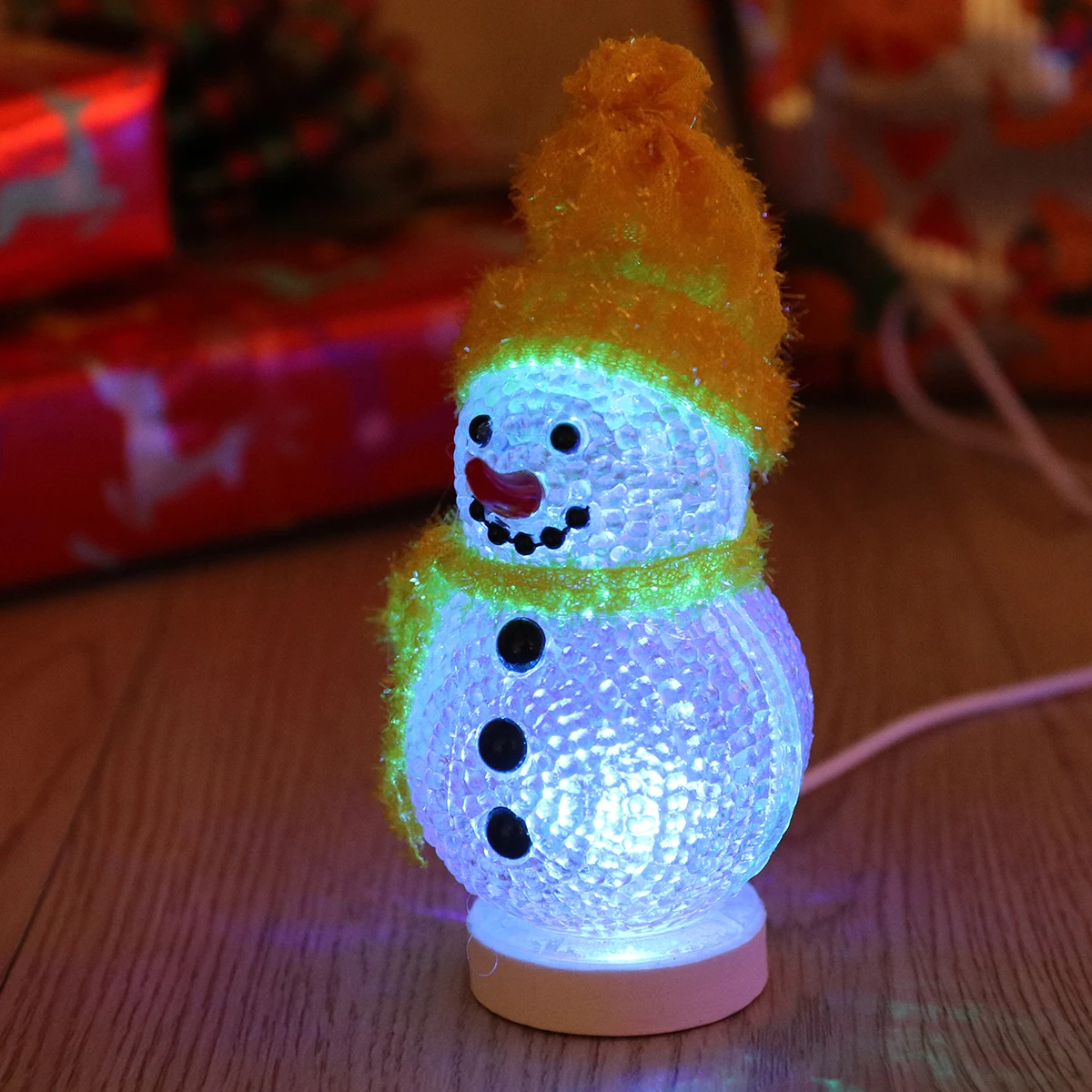 

Glowing Snowman LED Night Light Rgb USB Powered Warm Festive Lamp for Bedroom Home Decor Christmas Gifts Red
