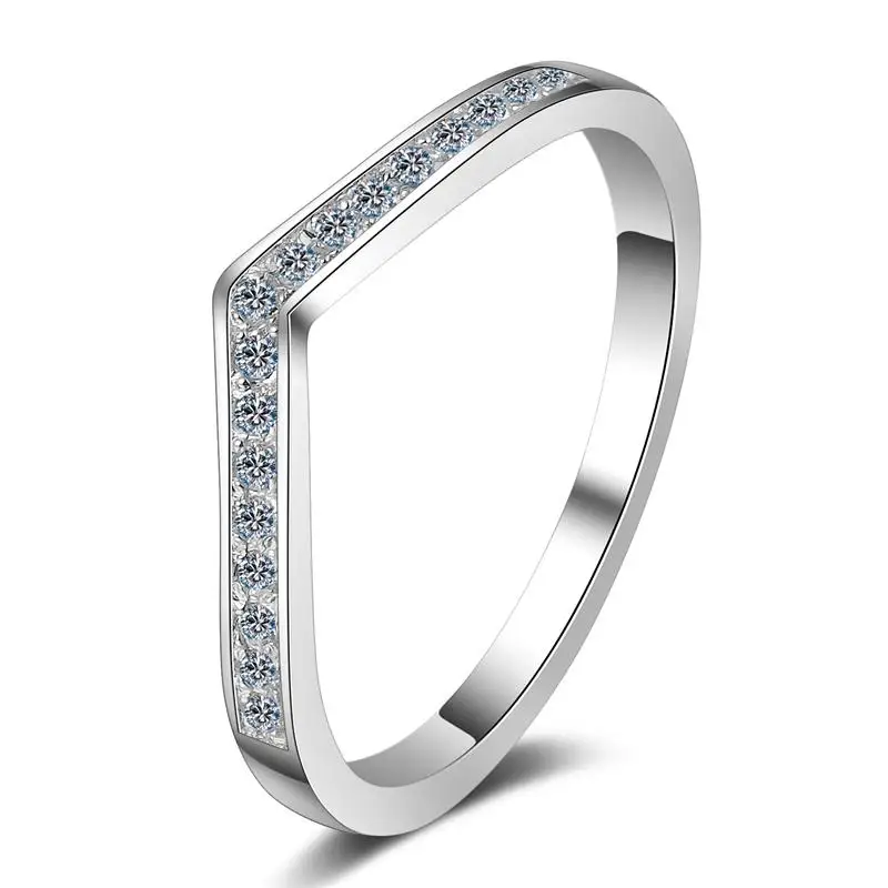 

Certified PT950 Platinum Ring, Women's V-Shaped Ring, 14 Cent Mozambique Diamond Ring, Row Ring Exquisite Jewelry