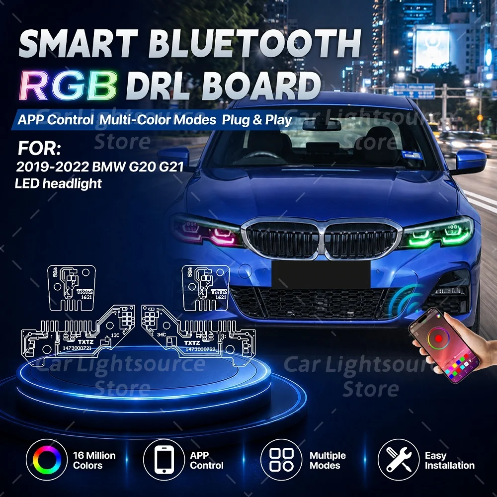 RGB DRL Modules Kit Plug and Play For BMW G20 G21 G28 3 Series 19-22 Upgrade RGBW Daytime Running Light App Control Multicolor