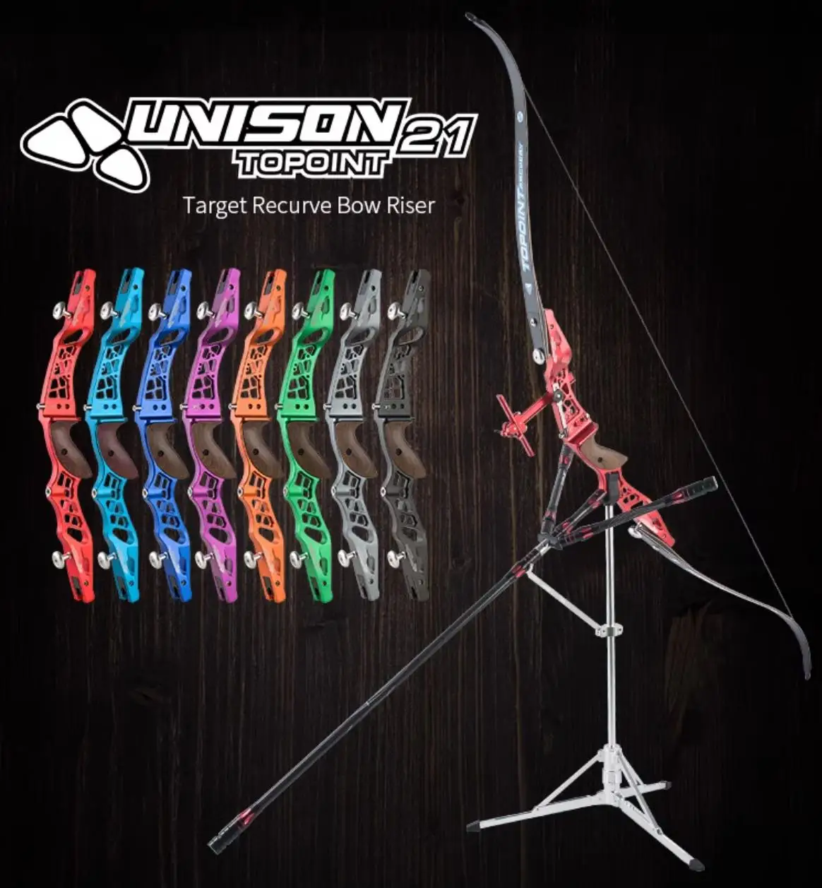 Topoint UNISON 21inch Competition Takedown Recurve Bow Riser Left/Right Hand ILF Aluminum CNC 6061-T6 Handle with plastic grip