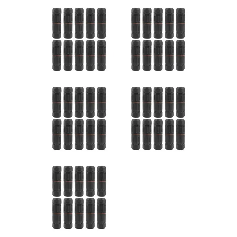 AB34-50PCS IP68 Electrical Waterproof Connector Wire Cable 3 Pin Outdoor Hard Wire Quick Push-In Conductor Terminal Connector