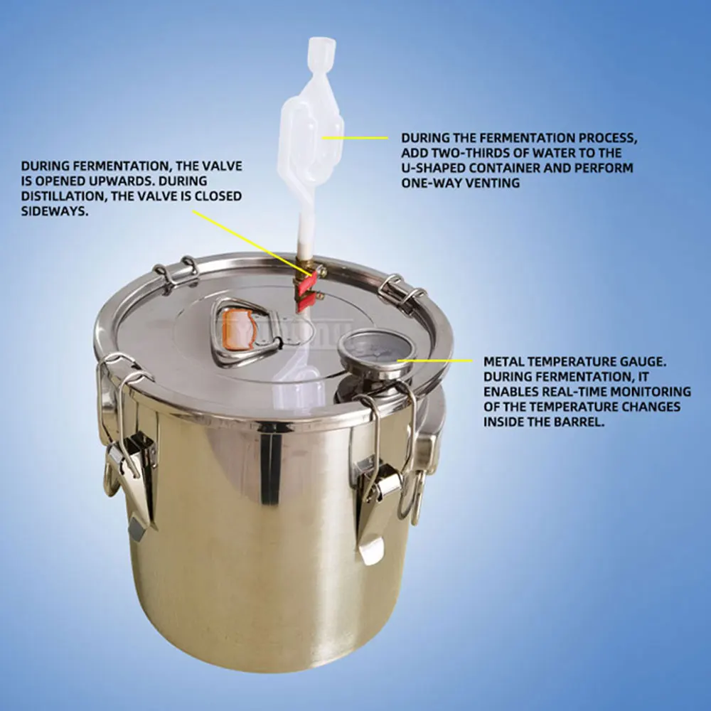 20L/ 33LConstant‑Temp Fermentation Barrel for Brewing Fruit Enzyme, Automatic Exhaust Sealed Bucket