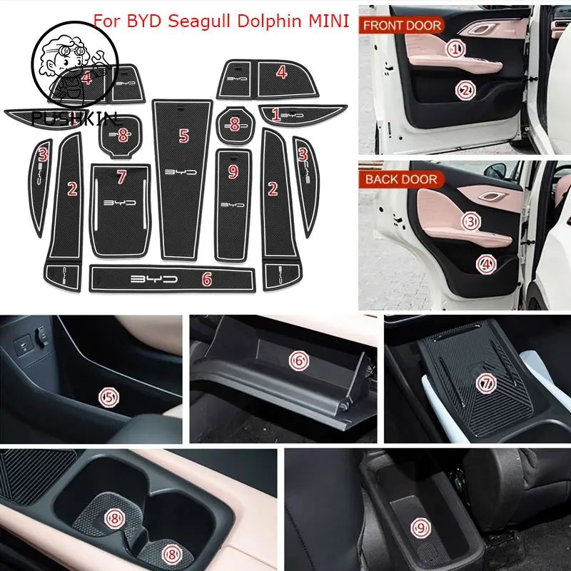 

For BYD Seagull Dolphin MINI2024-2025 Anti-Slip Gate Slot Mat Door Groove Pad Cup Holder Interior Accessories Rubber Accessories