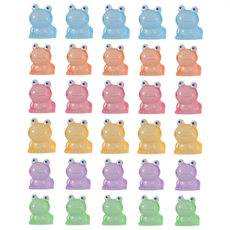 30Pcs Resin Mini Frog Glowing In The Dark Tiny Frogs Figurines Miniature For Fairy Garden Dollhouse Bonsai Craft Decor