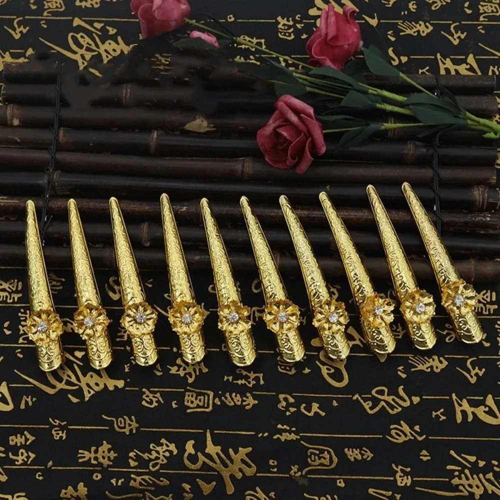10PCS Adjustable Opening Claw Ring Hollow Design Antique Style Fingertip Nail Ring Long Nails Punk Style Finger Ring