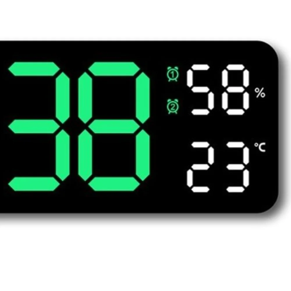 

Adjustable Brightness Large Digital Wall Clock 12/24Hr Format Time Dual Control Table Clock Date Week and Temperature
