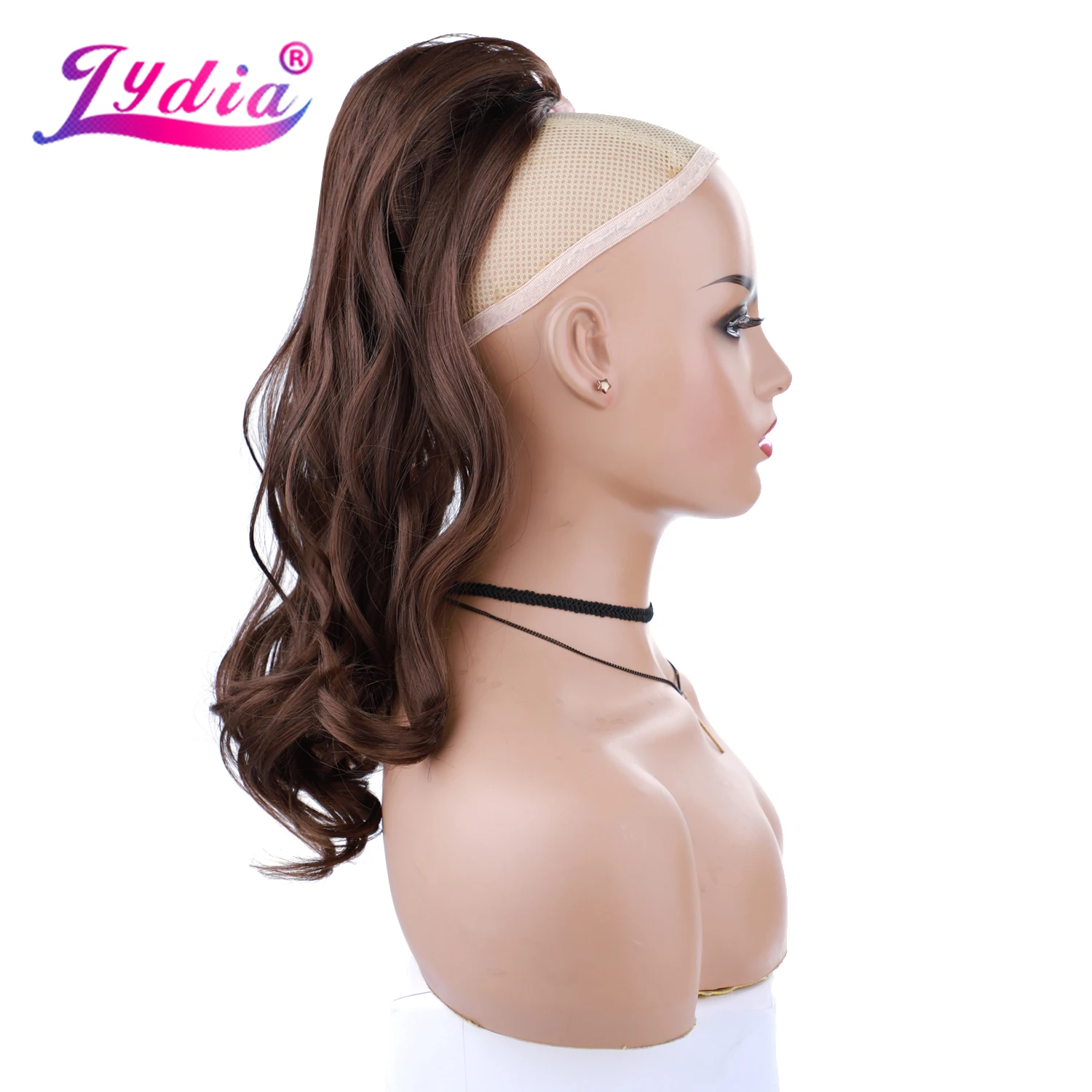 Lydia Synthetic  1PC Hair Extension 18Inch Brown Bouncy Curly Natural Wave Ponytails Claw Hairpieces Wraping Tail Hair Pieces