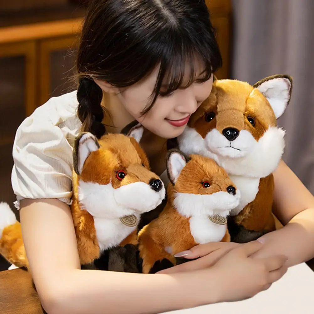 3d Eyes Fox Toy Cartoon Fox Plush Doll with 3d Eyes Nose Zoo Souvenir Soothing Toy for Kids Girls Birthday