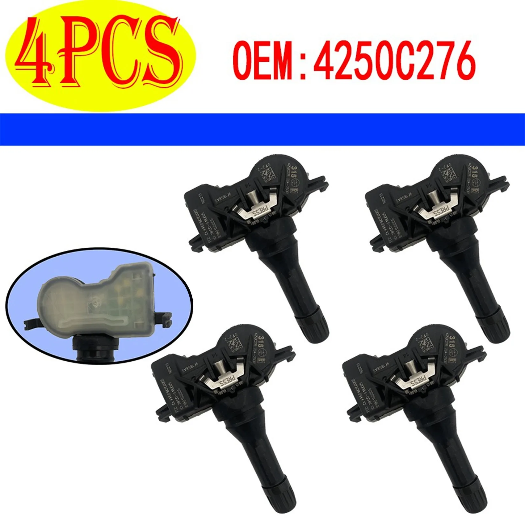 4Pcs 4250C276 TPMS Pressure Sensor 315Mhz Tire Monitor Sensor for Mitsubishi Eclipse Cross Outlander 4250D585 S80150005