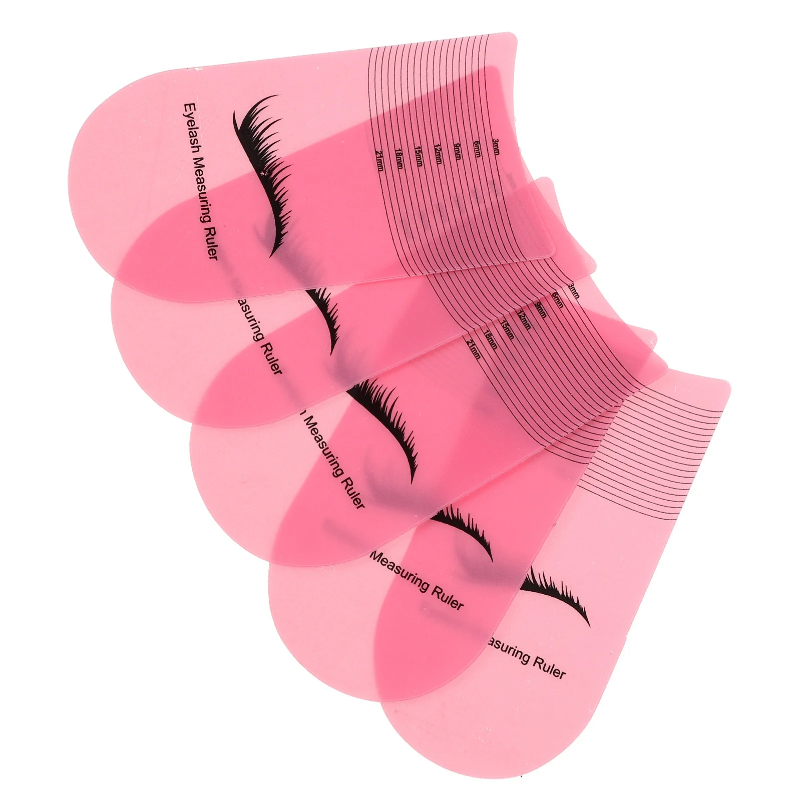 

5Pcs Eyelash Measuring Ruler Lash Extension Length Measuring Tool Durable Plastic Curling Degree Rulers Eyelashes Ruler