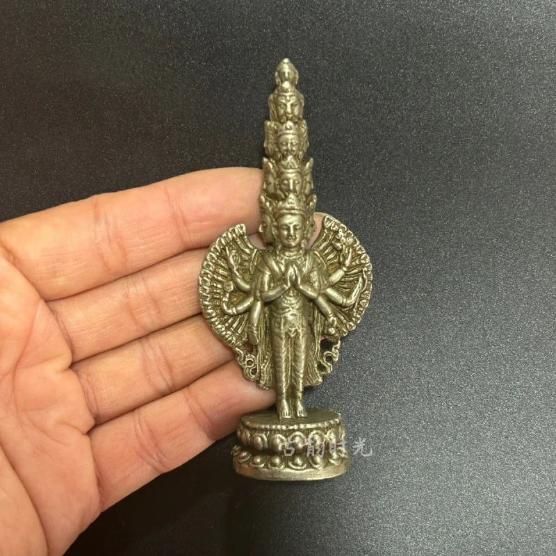 Early Collection Tibetan White Copper Thousand-Hand Guanyin Tibetan Style Antique Copperware