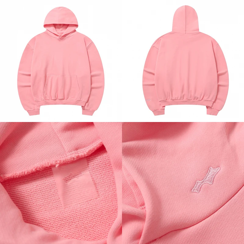 

Джастин Бибер SKYLRK толстовка с маленькой вышивкой логотипа для мужчин и женщин из плотной ткани модная розовая толстовка большого размера с капюшоном пуловер