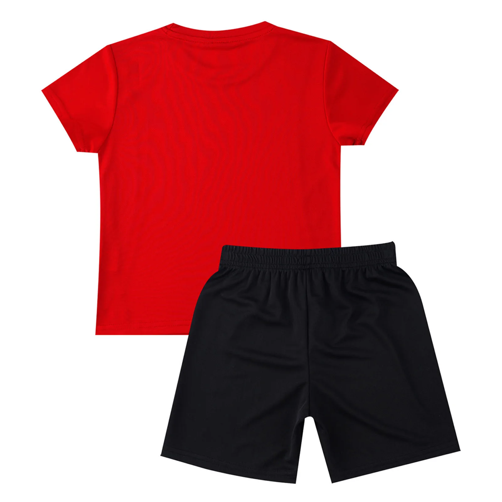 Kids Boys Stripes Tracksuit Sports Set Short Sleeve Athletic T-shirt with Shorts for Basketball Football Soccer Running Training