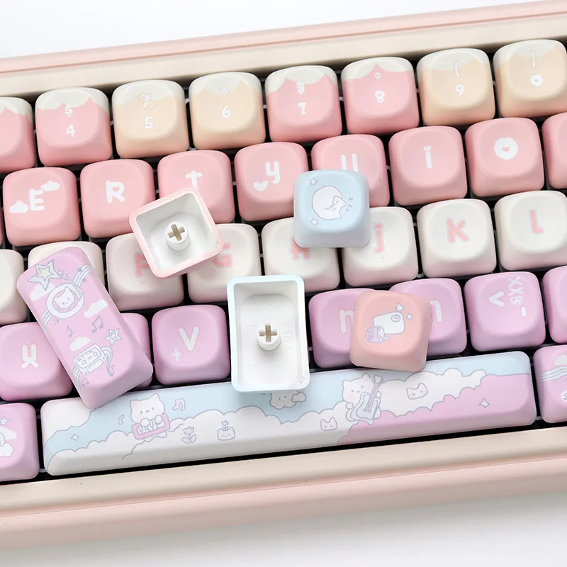 Rock Cat Keycap Cross Axis MOA Height Keycap PBT Five-Sided Sublimation Customized Mechanical Keyboard Keycap