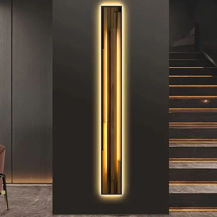 Modern Minimalist Entrance Hall Abstract Vertical Narrow Long Strip Light-Up Atmosphere Lamp Painting Living Room Wall Art