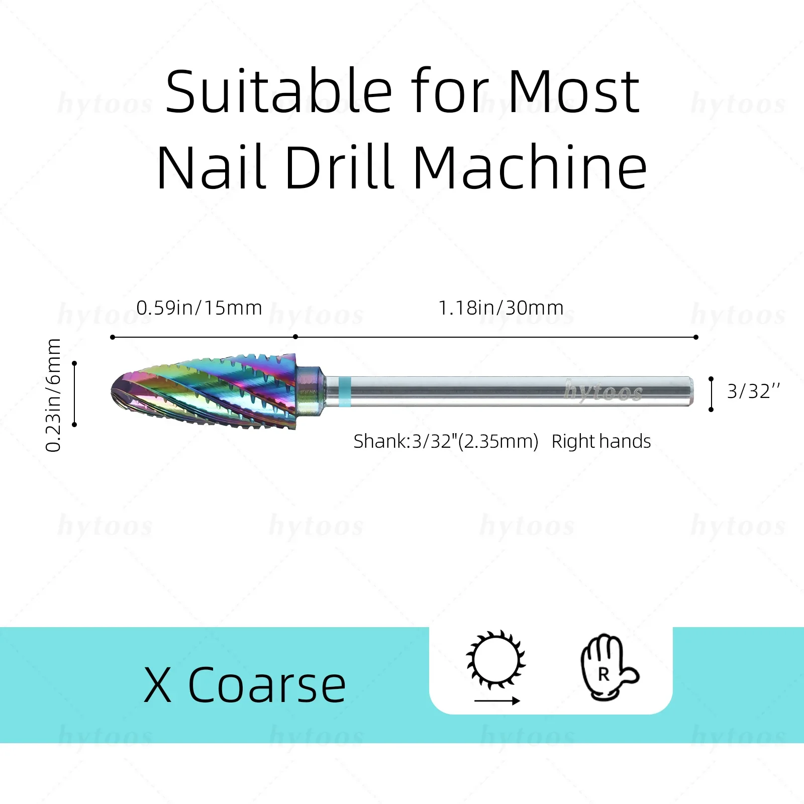 HYTOOS Tornado Punte da trapano per unghie acriliche Pro Punta per unghie in metallo duro Strumento per la rimozione del gel spesso Punte elettriche Accessori per manicure