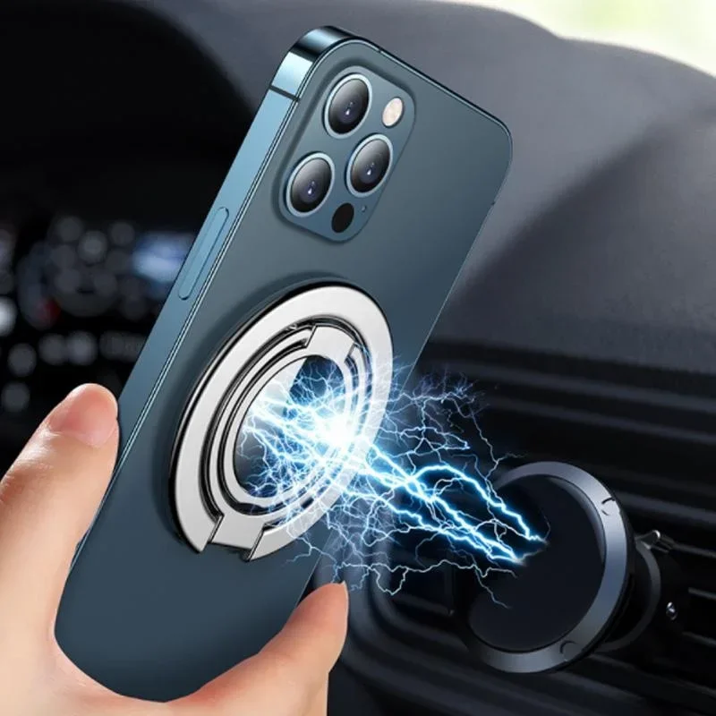 1pc Starke Magnetische Doppel Ring Schnalle Ultra-dünne Metall Faltbare Telefon Halter für IPhone 11 Xs 12 13 14Pro Max MIni Telefon Grip