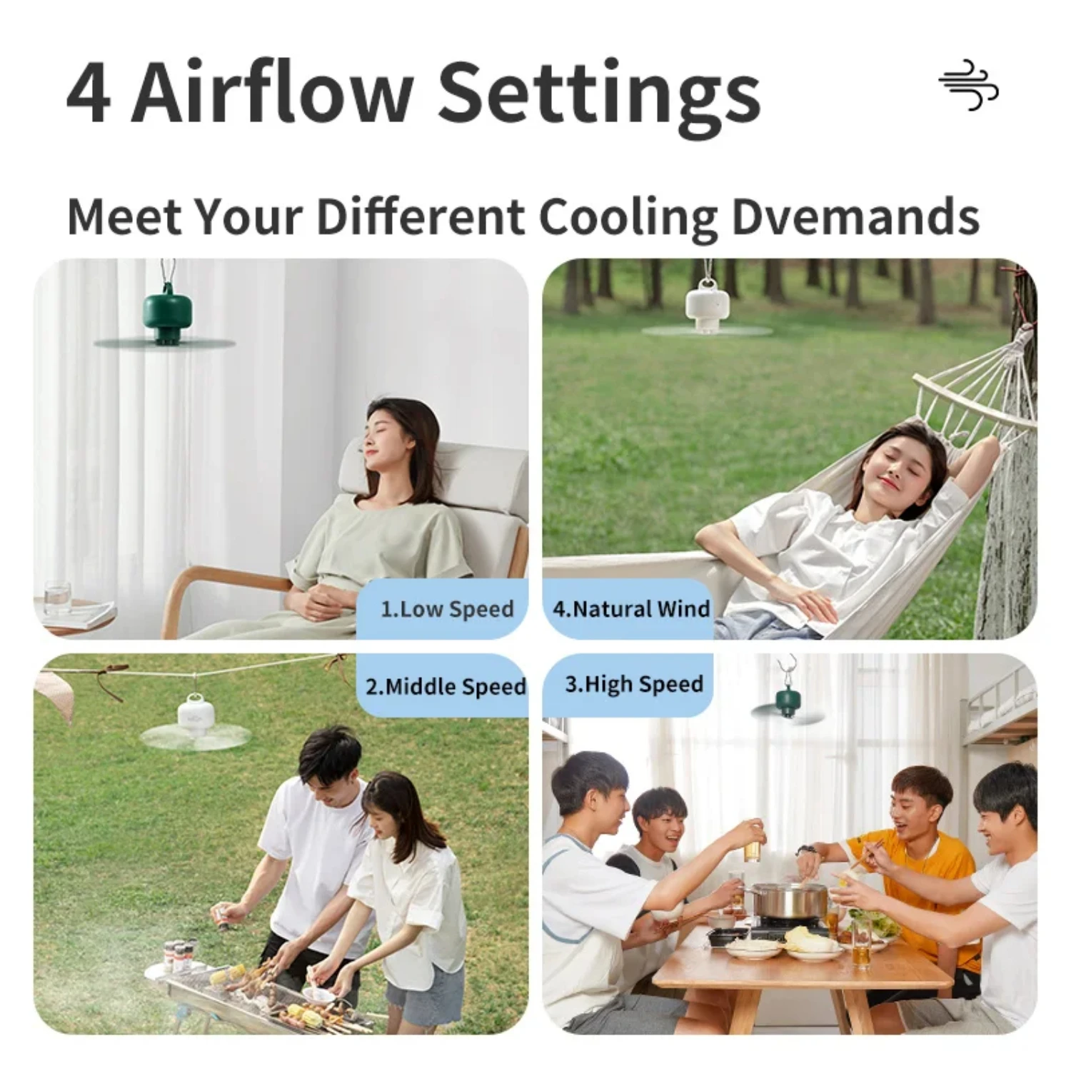 New Sleek and energy-efficient portable ceiling fan with remote control, perfect for bedroom, living room, or outdoor use. This 