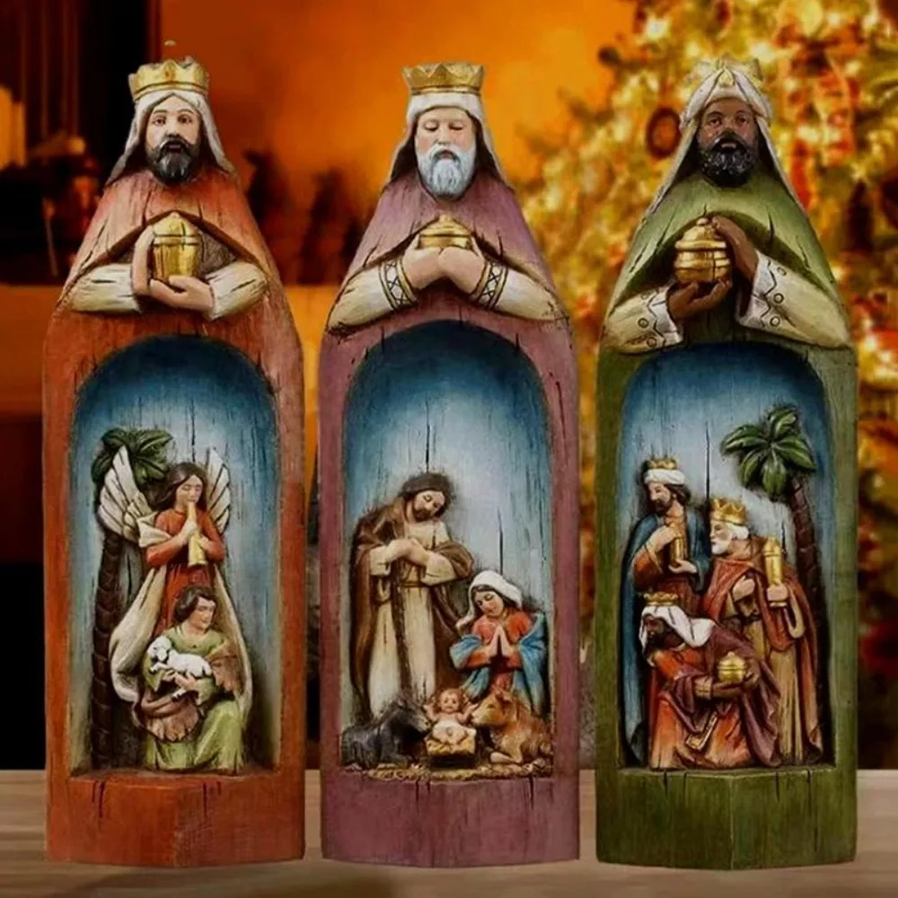 Three Wise Men Set Religious Nativity Living Room Fireplace Decoration Home Desktop Decor Ornament Gift Room Decor Home Decor