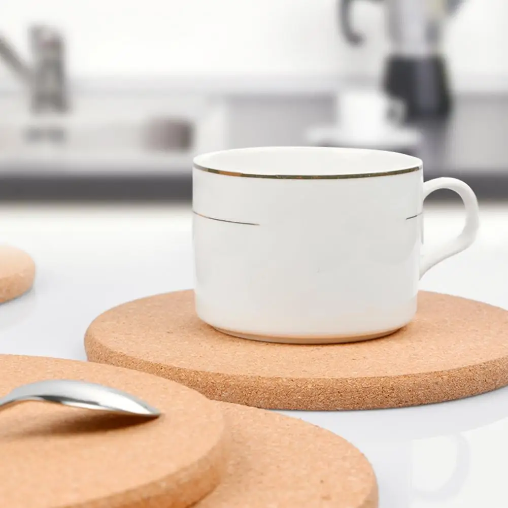 Teapot Coaster Pad 2pcs Cork Trivet Set Heat Resistant Thick Coasters for Hot Dishes Versatile Round Placemats for Kitchen Table