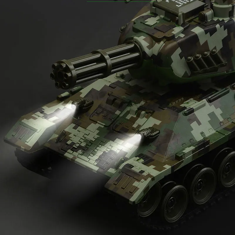 Smoking RC Tank Shoot Bullet Fire A Cannon Electronic Tank Shoot Cannonball Battle Tank Rotating Gun Barrel Armored Car With LED