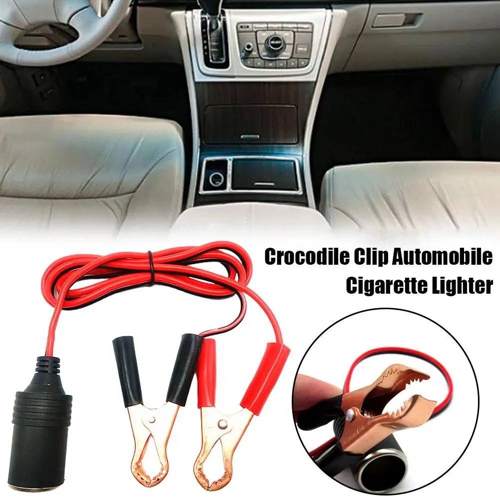 12V Power Car Cigarette Lighter Female To Alligator Clip Extension Connector To Terminal Clip-on Battery Adapter Auto Socket New