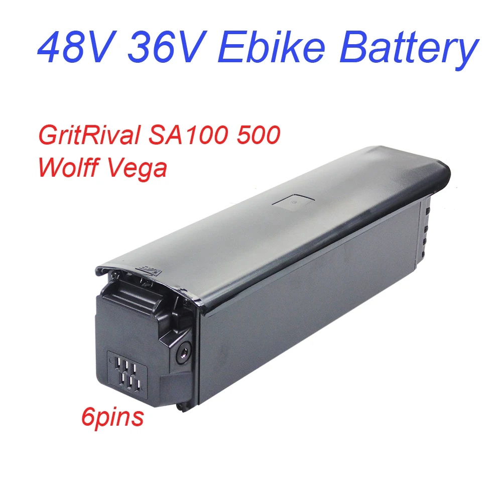 

48V 12.8Ah 36V 17.5Ah Hidden Ebike Battery with Charger 6pins 18650 li-on for GritRival SA100 500 Wolff Vega E-bike Battery