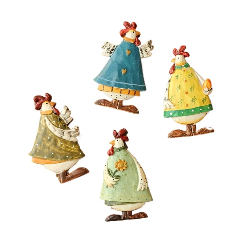 Vintage Country Chicken Fridge Magnet Creative Resin Standing Decor, Rustic American Style Magnetic Ornament for Home Decoration