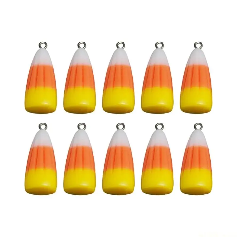 

D46E 10Pieces Festival Theme Candy Corn Ornaments Halloween Costumes Jewelry Supplies