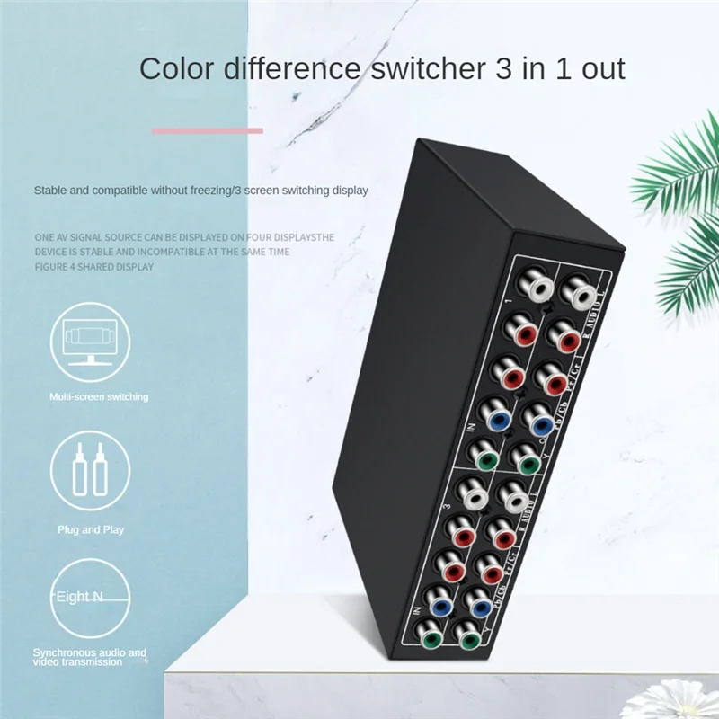 SUNRI-3 Channel 5 RCA Ypbpr Selector AV Switcher 3 In 1 Output Ypbpr Komponen RGB Switcher