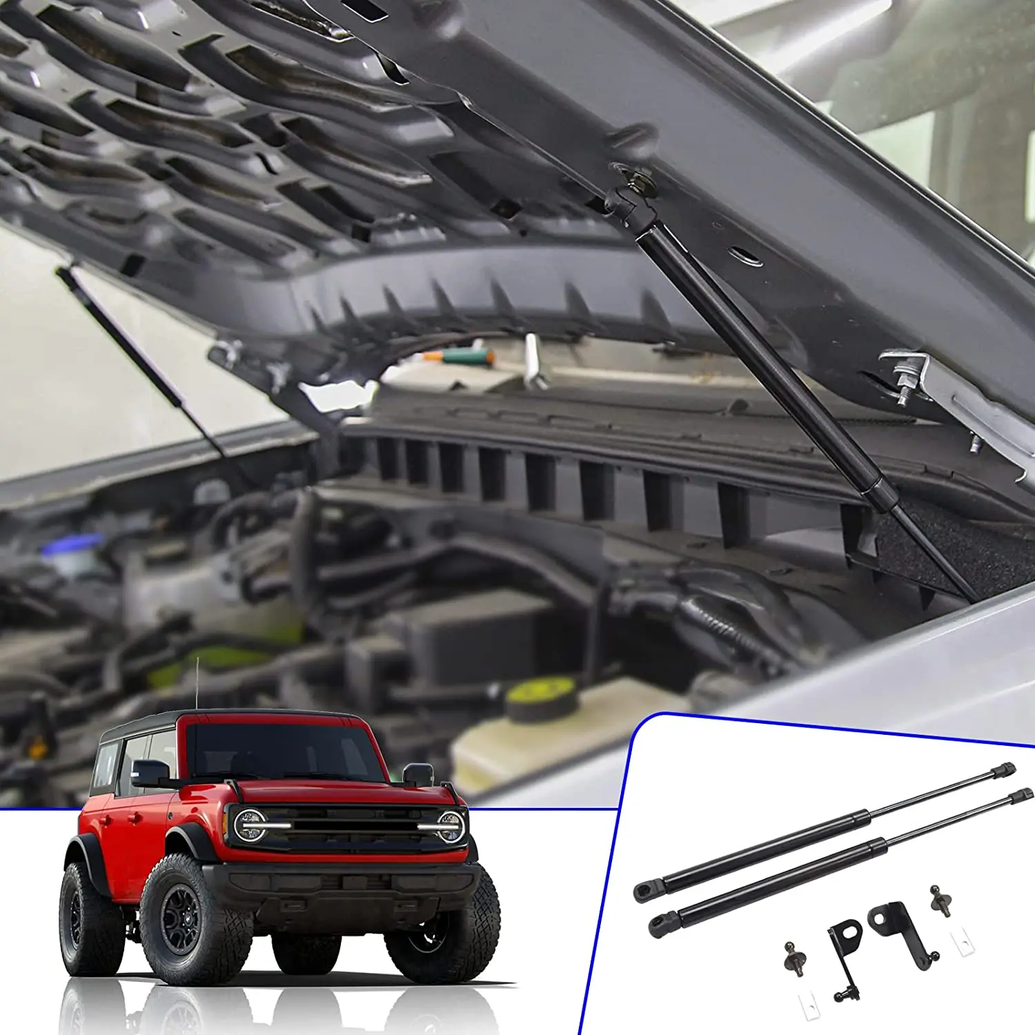 Hood Struts Lift Support Kit for Ford Bronco 2021 2022 Accessories Front Quick Hood Lifter Shocks Gas Springs Prop Rod