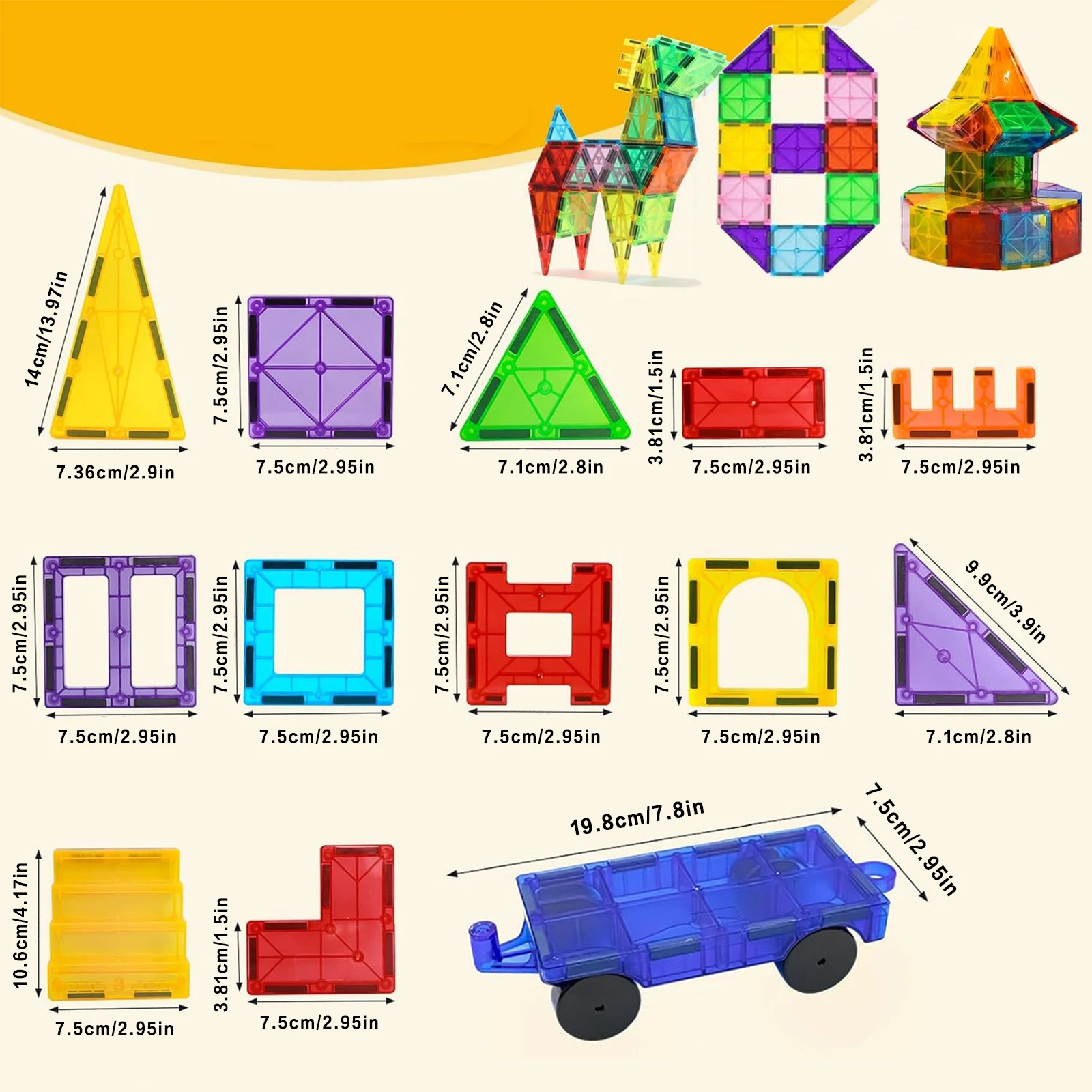 Magnetyczne płytki - Kryształowe, przezroczyste klocki 3D, magnetyczna arkuszowa zabawka - Niezbędne do klas STEM dla chłopców i dziewcząt w wieku 3+