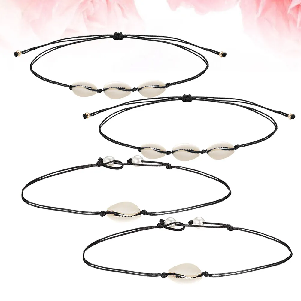 4Pcs Shell Necklace Women's Fashion Jewelry Set Fine Workmanship Not Easy to Fade Or Tear Ideal Gift for Wedding Mother's Day
