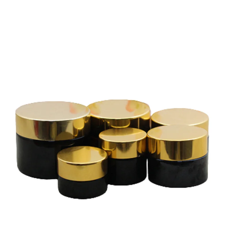 

15Pcs Glass Cream Jars Empty Brown Makeup Containers 5G 10G 15G 20G 30G 50G Shiny Gold Lid Portable Refill Bottle Cosmetic Pots