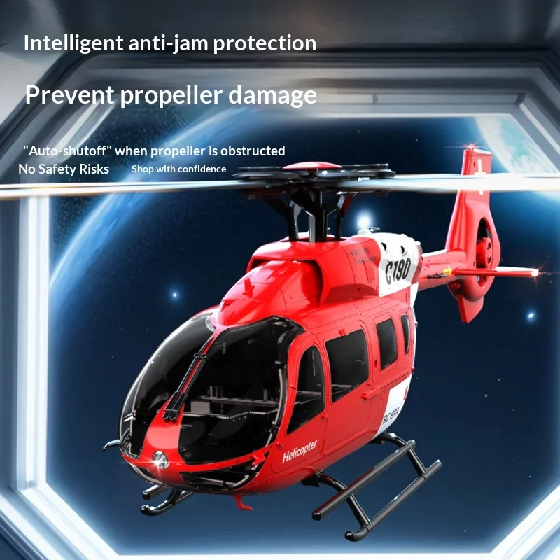 C190 Rc Helicopter H145 Six Channel Single Rotor No Aileron Scale Optical Flow Altitude Hold Dual Brushless Direct Drive