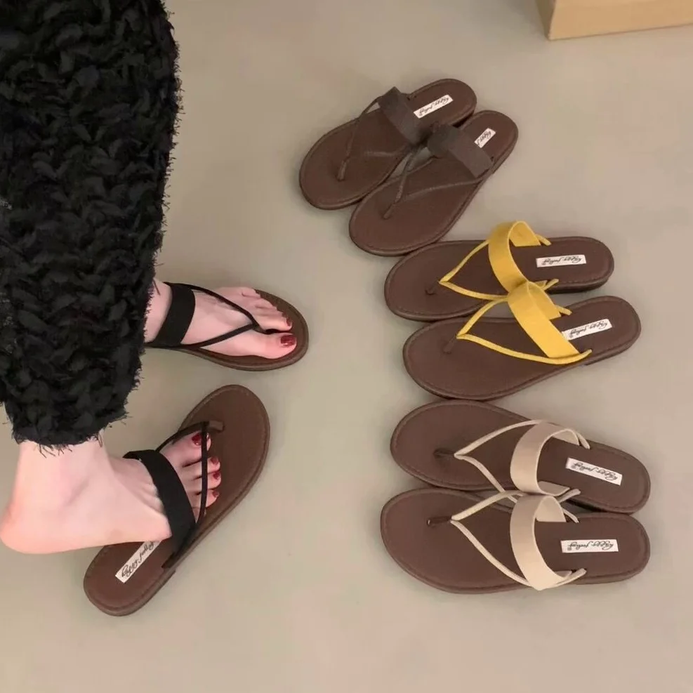 

Bailamos 2026 Summer New Women Slipper Fashion Narrow Band Ladies Flat Heel Outdoor Dress Sandal Elegant Dress Flip Flops