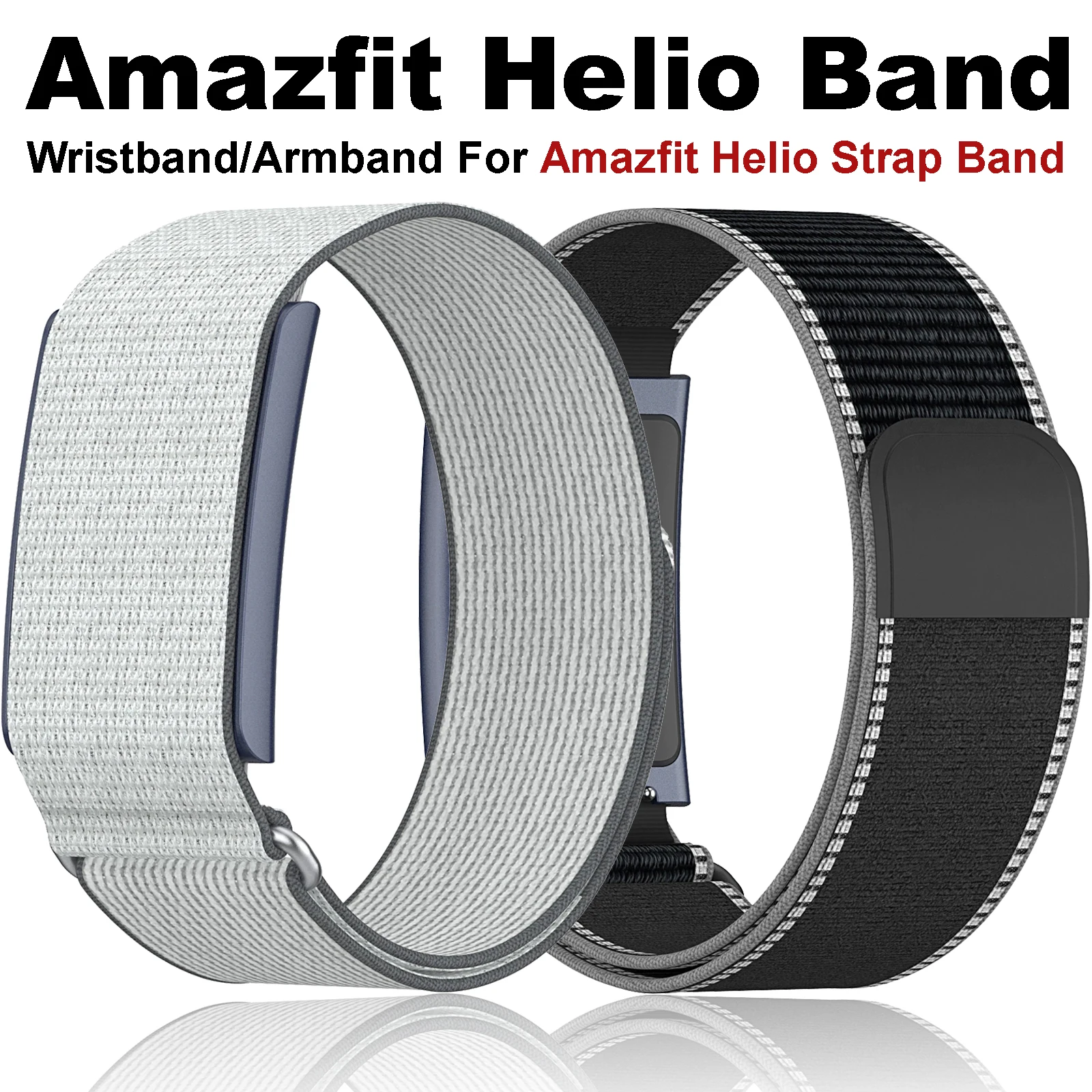 Nylon Replacement Band Compatible with Amazfit Helio Strap Adjustable Breathable Sport Wristband for Fitness Tracker Comfortable