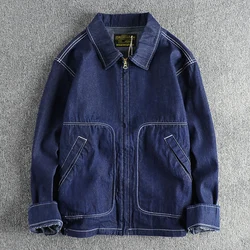 3609# Autumn Winter New American Retro Heavyweight Denim Tour Jacket Men's Amei Khaki 100% Cotton Washed Old Casual Cargo Coat