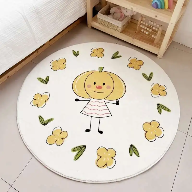 Round Cute Squirrel Face Floor Mat Wildlife Art Pattern Decor Mat For Living Room Bedroom Cozy Home Floor Decoration