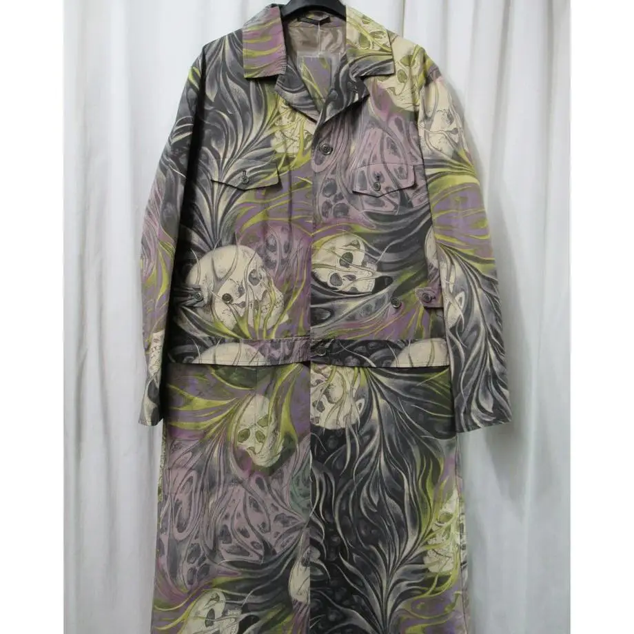TOP-YAMAMOTO ® Casual style mid-length trench coat with skull print for women's spring and autumn loose and versatile jacket