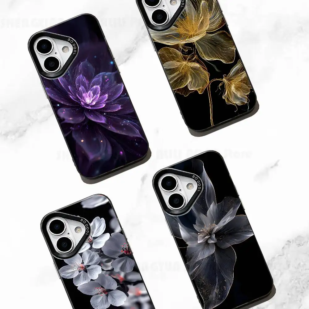 

Transparent Beautiful Flowers Case For IPhone 11 12 13 14 15 16 17 Pro Max XS X XR Cover