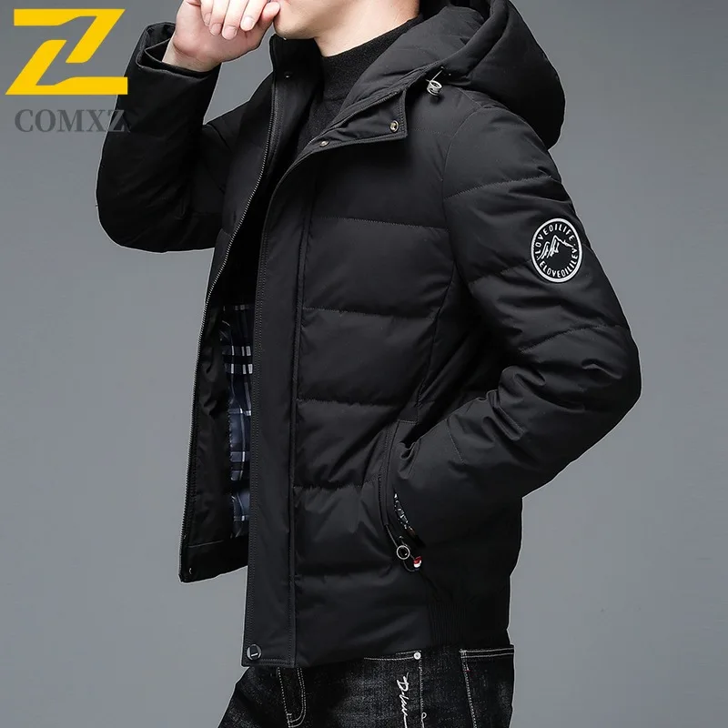 COMXZ Men Parker Coat Trendy Ski Street Warm Windproof Casual Travel Cotton Padded Jacket Windproof Snow Puffer Jackets 2025