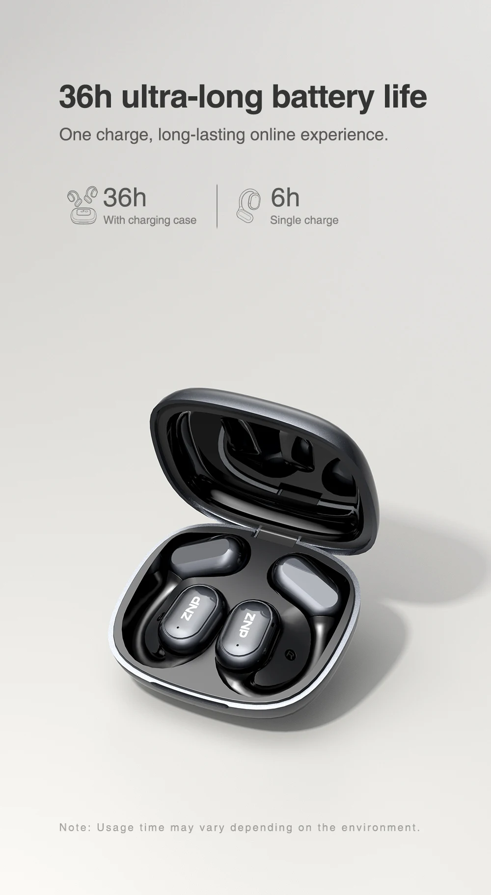 ZNP N01 KI-Übersetzer-Kopfhörer, Sprachübersetzer, kabellose Business-Ohrhörer, IP56 wasserdicht, Sport-Bluetooth-LED-Ohrhörer – Detail 9