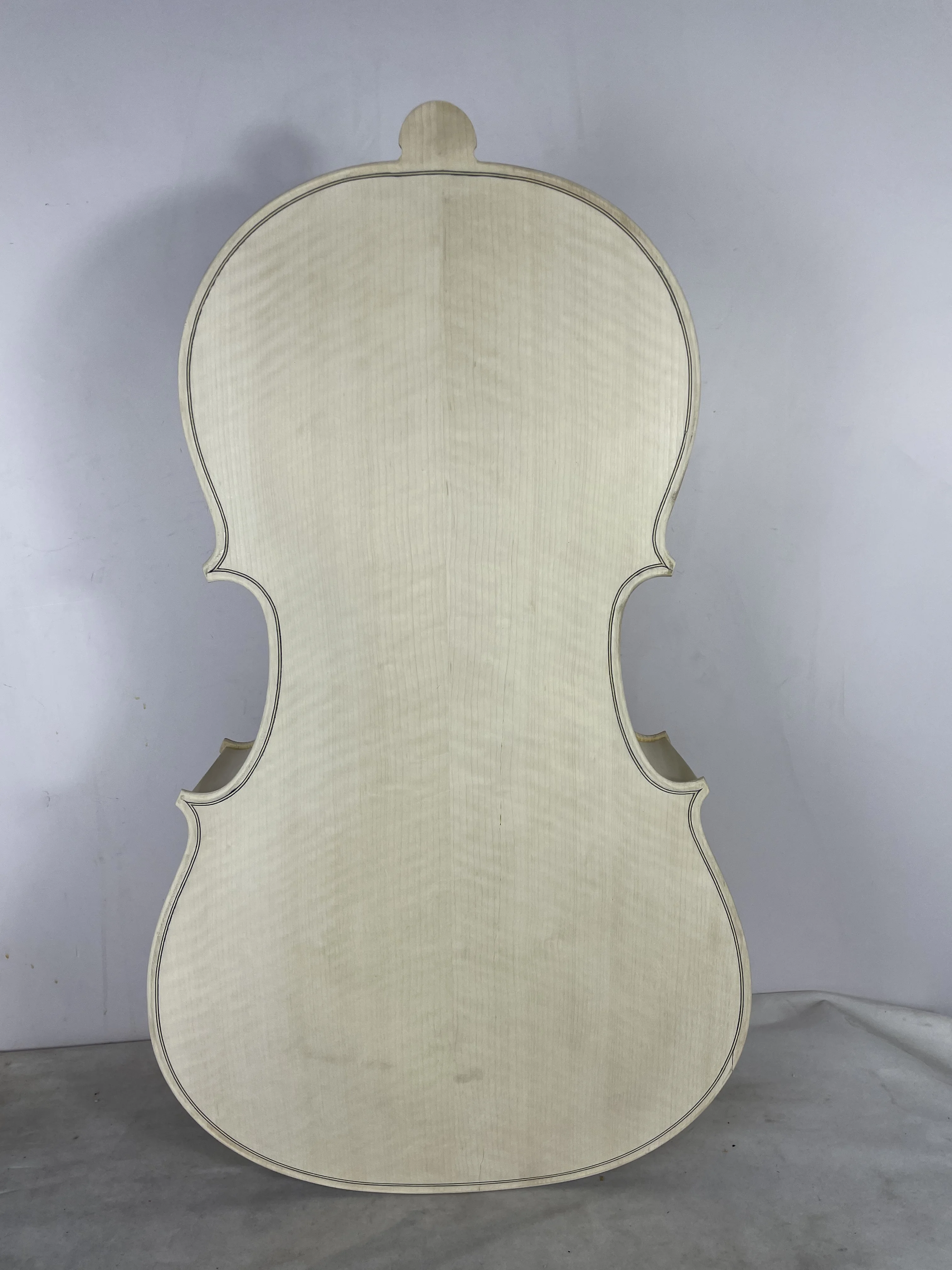 White 4/4 Cello Body Stradi Model 100% Handmade Unfinished Viloncello Embryo Solid Wood Spruce Panel Advanced Flame Maple Back