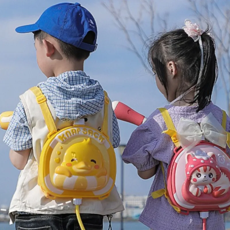 Mochila para niños, pistola de agua de juguete, pistola de agua tipo tracción de verano, animales de dibujos animados, piscina para niños, playa, divertidos juguetes de pistola de agua