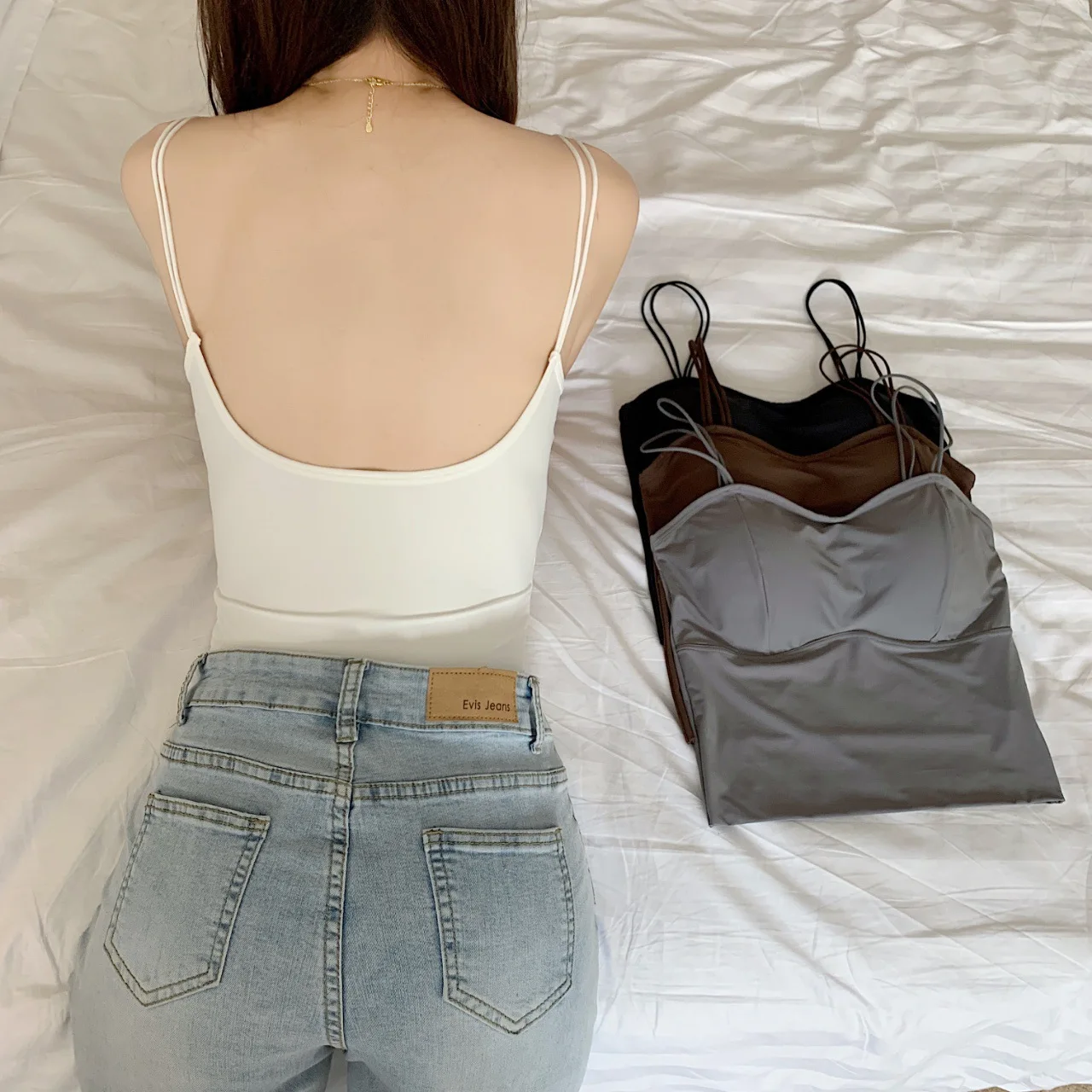 

Модный однотонный бюстгальтер-топ с подкладкой 2026 года, летний сексуальный женский укороченный топ из ледяного шелка, бесшовный топ-бандо, майка-комбинация, нижнее белье