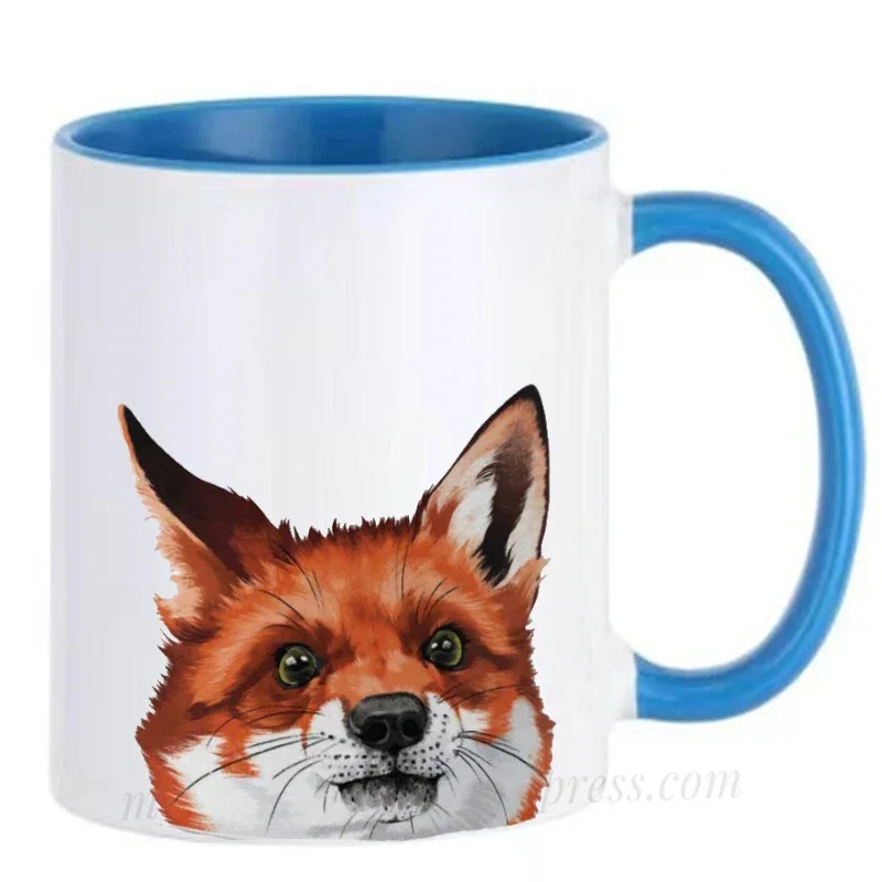 Funny Fox Mugs Milk Coffee Mugen Ceramic Travel Cups Beer Drinkware Tea Teaware Tableware Coffeeware Home Decal Friend Gifts