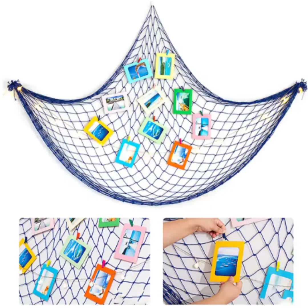 1set Fishing Net Wall Hangings Studio Prop Room Home Decor Sea Stickers Marine Over The Garden Life