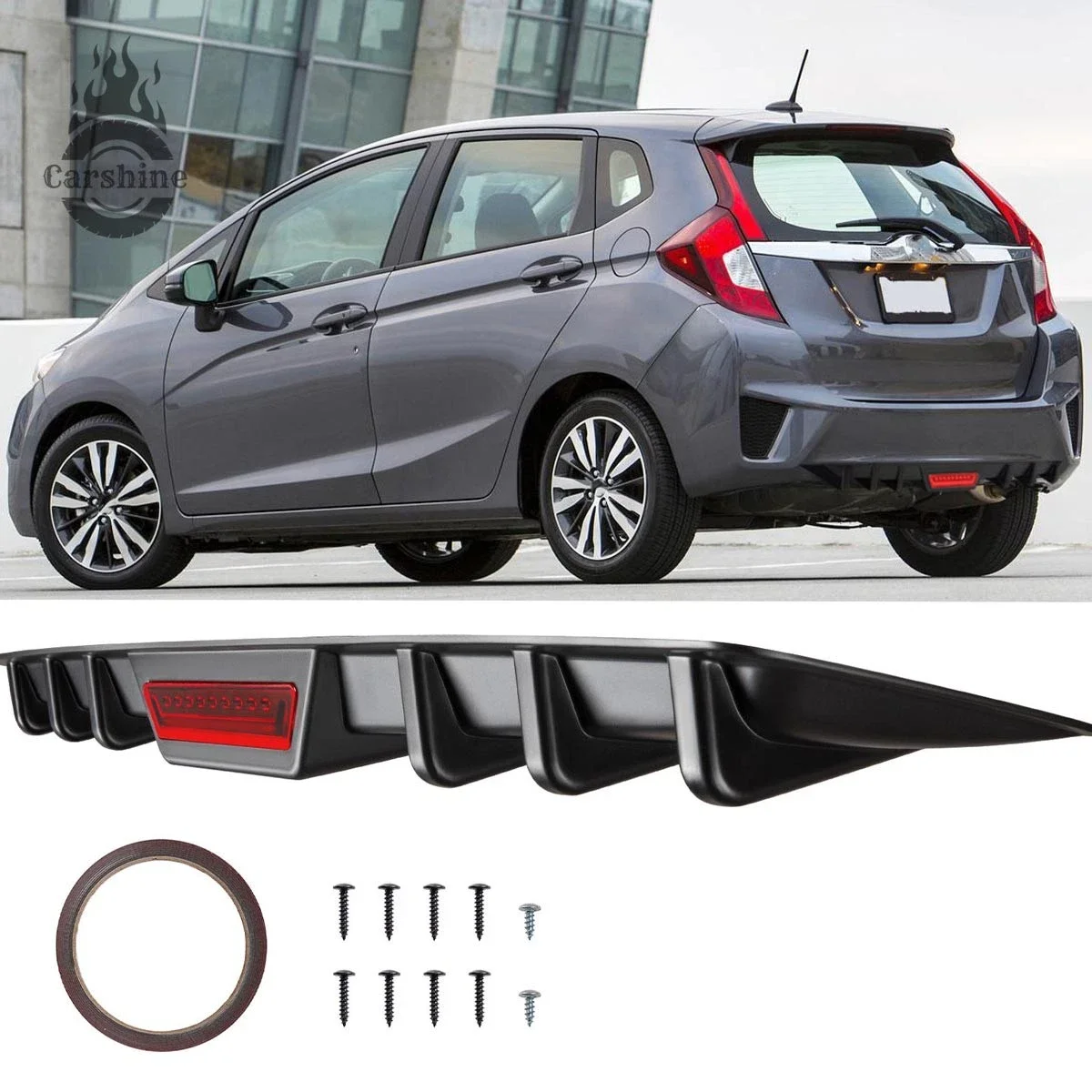

Для Honda Fit 2013-2019 черный задний бампер, диффузор, спойлер, сплиттер, комплект кузова
